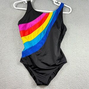Longitude One Piece Swimsuit Rainbow LGBTQ Pride 90’s Y2K